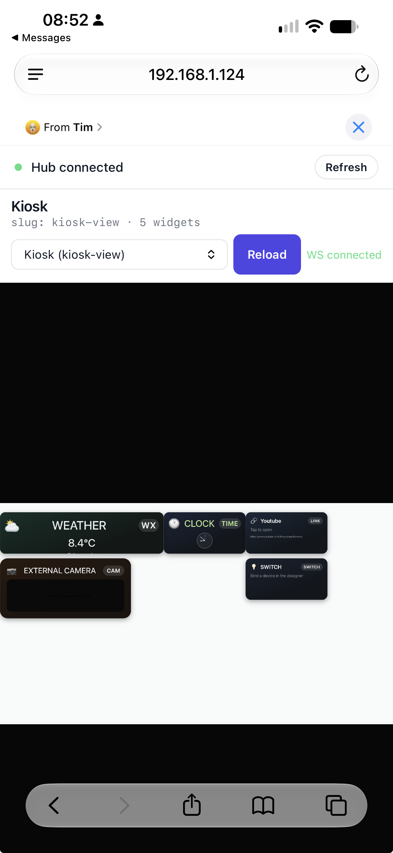 ControlZ Kiosk dashboard view